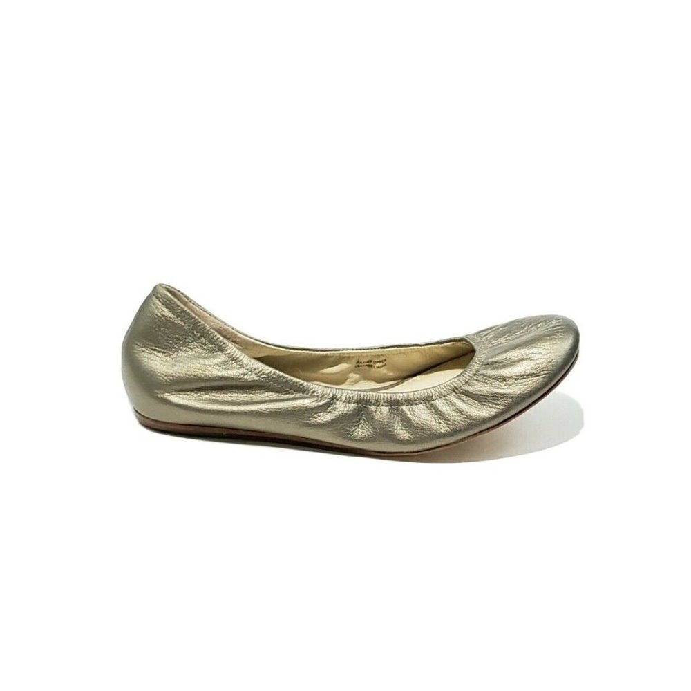 Vera Wang Lavenda Ballet Flats Pewter Gray Leather Womens US 7.5M